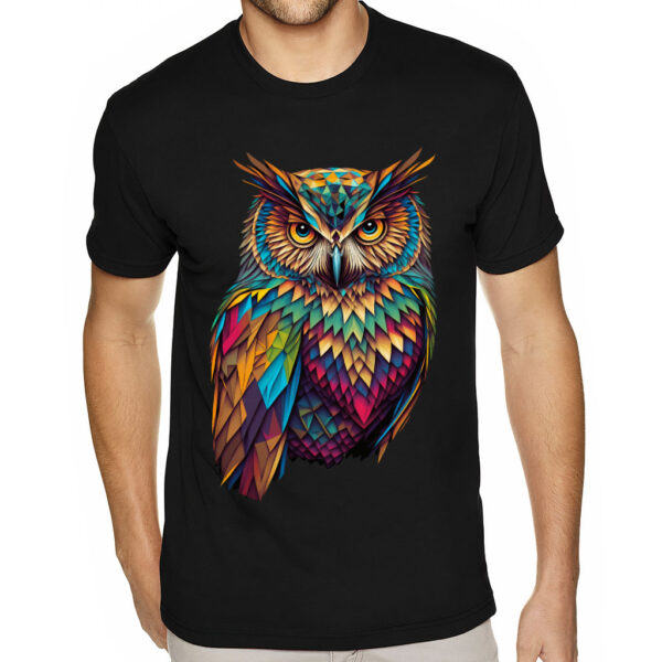 Cute Owl Sueded T-Shirt - Colorful T-Shirt - Cool Art Sueded Tee - Image 2