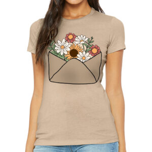 Floral Print Slim Fit T-Shirt - Flower Women's T-Shirt - Cute Slim Fit Tee