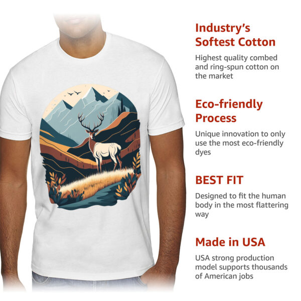 Nature Print Sueded T-Shirt - Deer T-Shirt - Landscape Sueded Tee - Image 6